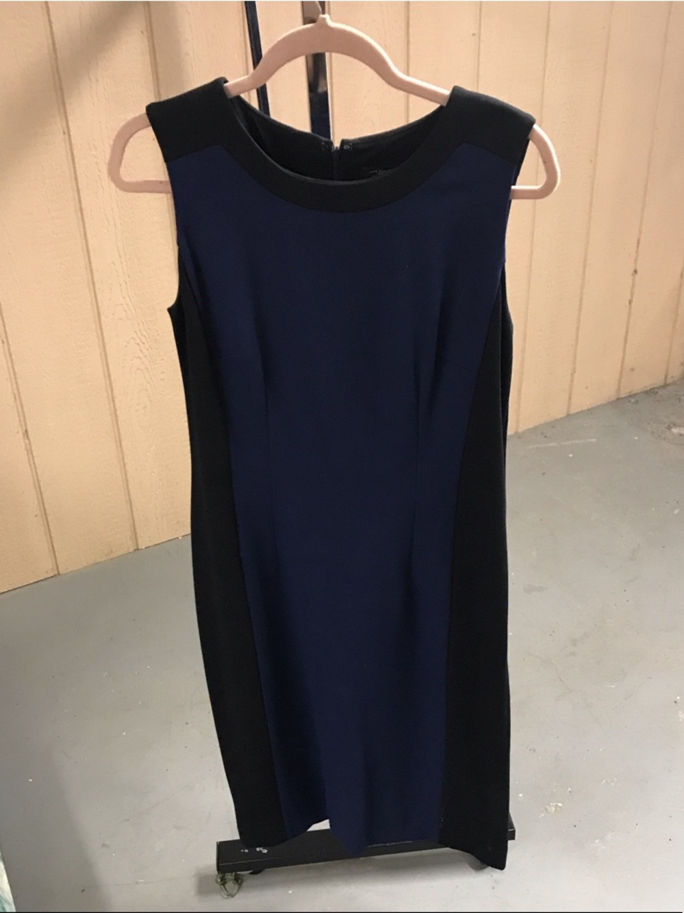Ann Taylor Navy and Black Colorblock Sheath Dress